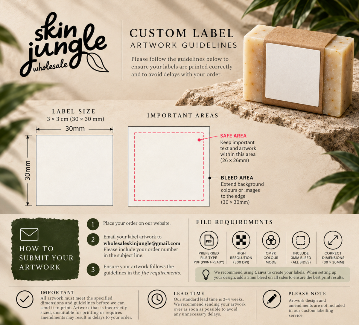 White Label Tattoo Aftercare Soap Bar - Shea Butter Soap Bar